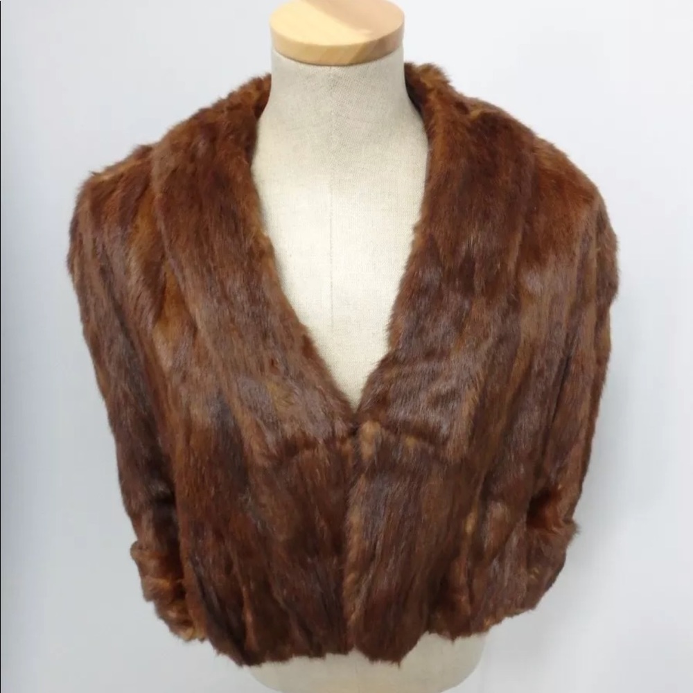 Real Genuine Mink Fur Cape Jacket